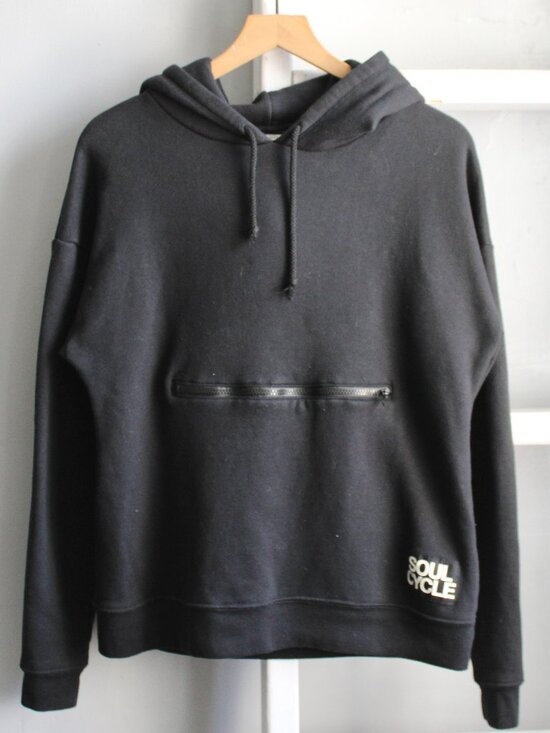 soulcycle Sweaters - SOUL CYCLE Front Zipper Pocket Pullover Graphic Hoodie Sweatshirt Size Large
